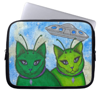 Alien Cats UFO Space Fantasy Cat Art-laptophoes Laptop Sleeve