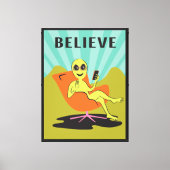 Alien Cellphone mod stoel retro pop kunst Canvas Afdruk (Voorkant)