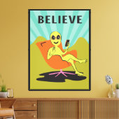 Alien Cellphone mod stoel retro pop kunst Canvas Afdruk (Insitu (Woonkamer))