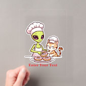 Alien Chef Kat Donut Kawaii Ontwerp Acryl Uitnodigingen (Insitu (Draagbaar))
