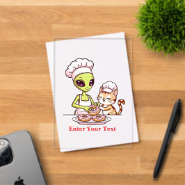 Alien Chef Kat Donut Kawaii Ontwerp Acryl Uitnodigingen