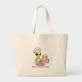 Alien Chef Kat Donut Kawaii Ontwerp Grote Tote Bag (Voorkant)