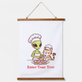 Alien Chef Kat Donut Kawaii Ontwerp Hangend Wandkleed (Voorkant)