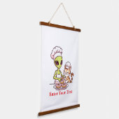 Alien Chef Kat Donut Kawaii Ontwerp Hangend Wandkleed (Gebogen)