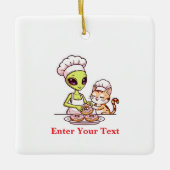 Alien Chef Kat Donut Kawaii Ontwerp Keramisch Ornament (Voorkant)
