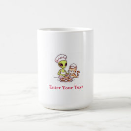 Alien Chef Kat Donut Kawaii Ontwerp Koffiemok