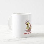 Alien Chef Kat Donut Kawaii Ontwerp Koffiemok (Voorkant links)