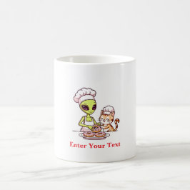Alien Chef Kat Donut Kawaii Ontwerp Koffiemok
