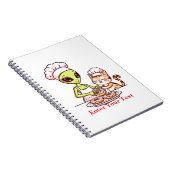 Alien Chef Kat Donut Kawaii Ontwerp Notitieboek (Rechterzijde)