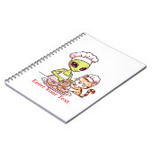 Alien Chef Kat Donut Kawaii Ontwerp Notitieboek (Linkerzijde)