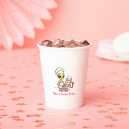 Alien Chef Kat Donut Kawaii Ontwerp Papieren Bekers