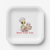 Alien Chef Kat Donut Kawaii Ontwerp Papieren Bordje (Voorkant)
