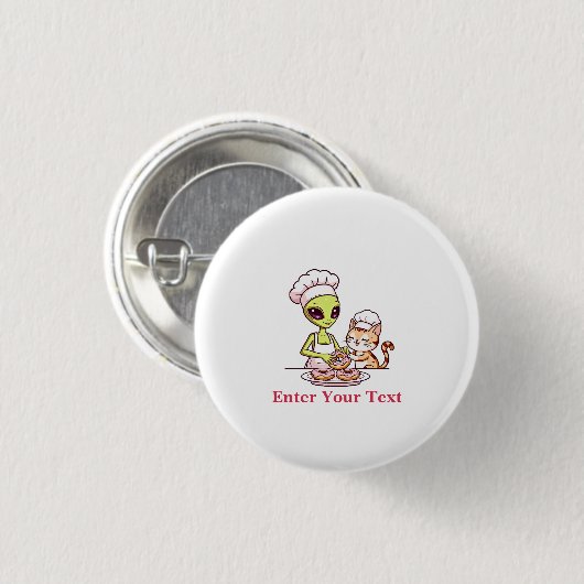 Alien Chef Kat Donut Kawaii Ontwerp Ronde Button 3,2 Cm (Voorkant /achterkant)