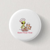 Alien Chef Kat Donut Kawaii Ontwerp Ronde Button 3,2 Cm (Voorkant)