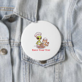 Alien Chef Kat Donut Kawaii Ontwerp Ronde Button 4,0 Cm (In situ)