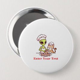 Alien Chef Kat Donut Kawaii Ontwerp Ronde Button 4,0 Cm