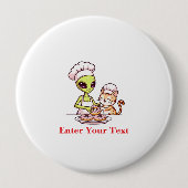 Alien Chef Kat Donut Kawaii Ontwerp Ronde Button 4,0 Cm (Voorkant)