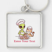 Alien Chef Kat Donut Kawaii Ontwerp Sleutelhanger (Voorkant)