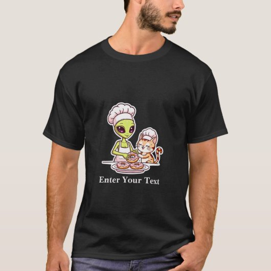 Alien Chef Kat Donut Kawaii Ontwerp T-shirt (Voorkant)