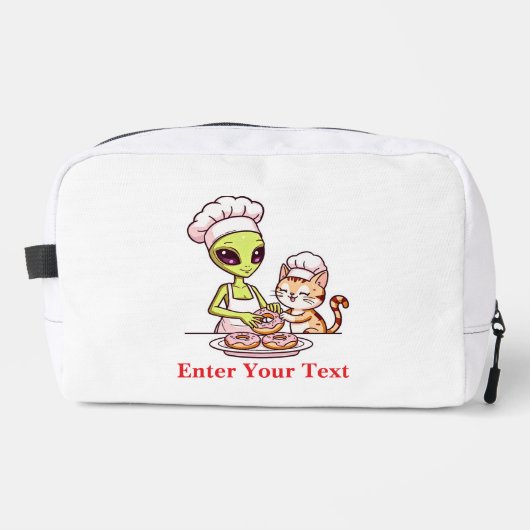 Alien Chef Kat Donut Kawaii Ontwerp Toilettasje (Voorkant)
