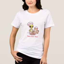 Alien Chef Kat Donut Kawaii Ontwerp Tri-Blend Shirt