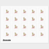 Alien Chef Kat Donut Kawaii Ontwerp Vierkante Sticker (Vel)