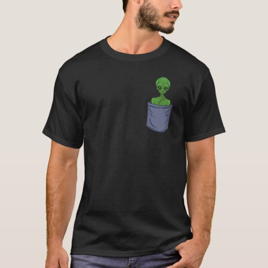 Alien Chest Pocket Ufo Conspiracy Alien T-shirt (Voorkant)