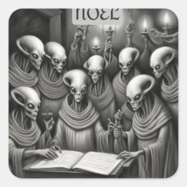 Alien Christmas Carol Choir Vierkante Sticker