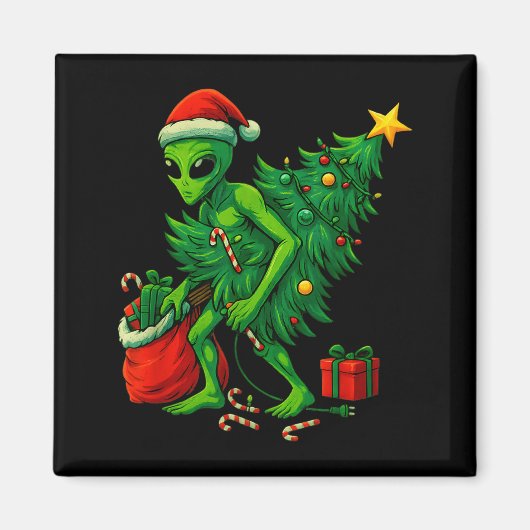 Alien Christmas Tree Lights Xmas Boys Men  Magneet (Voorkant)