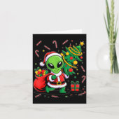 Alien Christmas Tree Lights Xmas Funny Alien  Kaart (Voorkant)