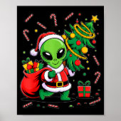 Alien Christmas Tree Lights Xmas Funny Alien  Poster (Voorkant)