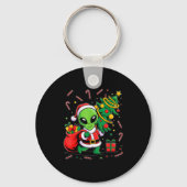Alien Christmas Tree Lights Xmas Funny Alien Sleutelhanger (Voorkant)