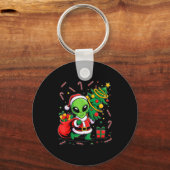 Alien Christmas Tree Lights Xmas Funny Alien  Sleutelhanger (Voorkant)