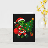Alien Christmas Tree Xmas Lights Funny Holiday Men Kaart (Gele Bloem)