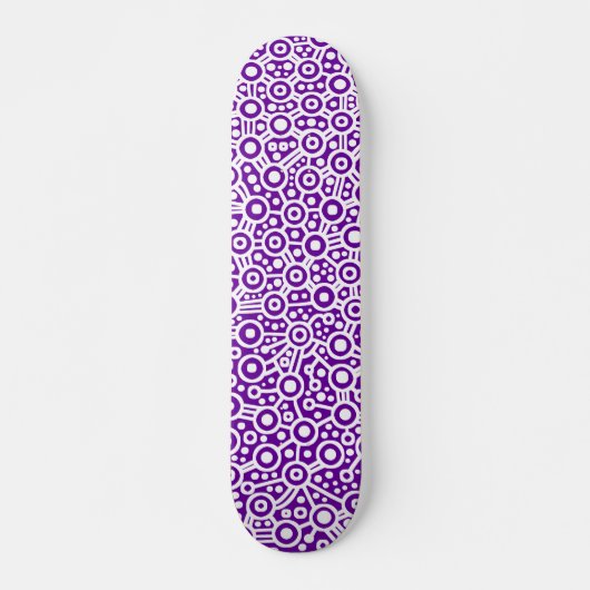 Alien Circuit - White op Violet Skateboard (Voorkant)