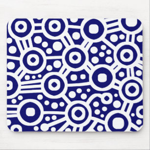 Alien Circuit - wit op diep blauw Muismat