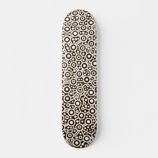 Alien Circuit - Wit op Donkerbruin Persoonlijk Skateboard (Voorkant)