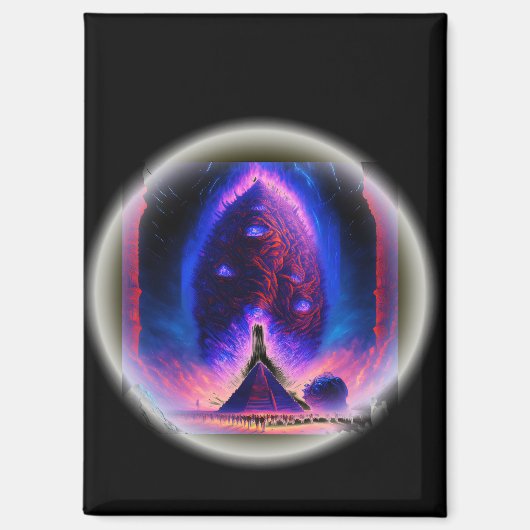 Alien Cocoon zweeft boven Pyramid Crowd Watches Magneet (Voorkant)