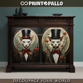 Alien connectie - Katten koppel met hoge hoed Tissuepapier