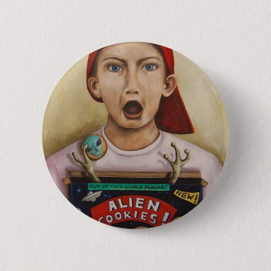 Alien Cookies afgewerkt schilderij Ronde Button 5,7 Cm (Voorkant)