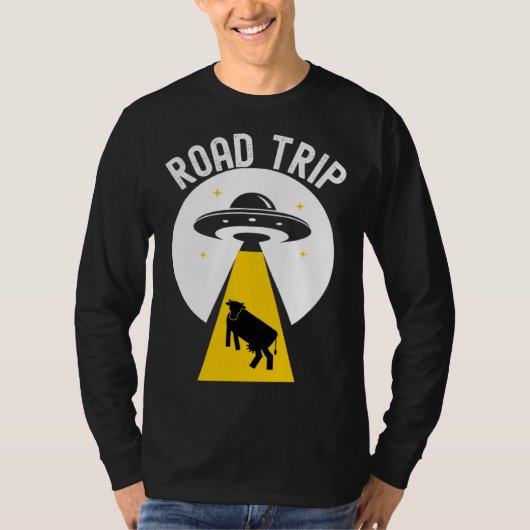 Alien cow abduction UFO spaceship Road trip T-shirt (Voorkant)