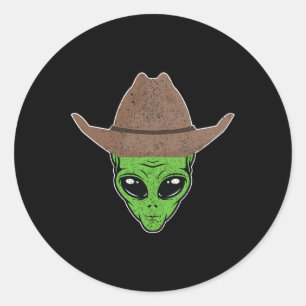 Alien Cowboy Pet Leuk Halloween cadeau voor buiten Ronde Sticker
