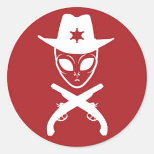 Alien Cowboy Ronde Sticker