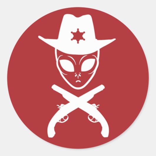 Alien Cowboy Ronde Sticker (Voorkant)