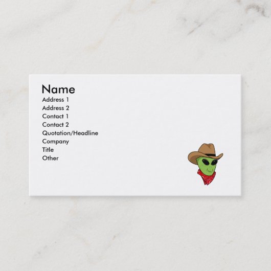 Alien Cowboy Visitekaartje (Voorkant)