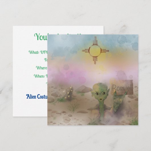 Alien Crash ruimteschip Roswell New Mexico Kaart (Voorkant / Achterkant)