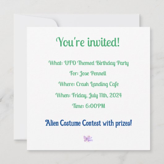 Alien Crash ruimteschip Roswell New Mexico Kaart (Achterkant)