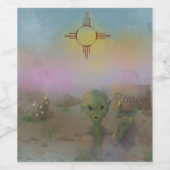 Alien Crash ruimteschip Roswell New Mexico Wijn Etiket (Enkel label)