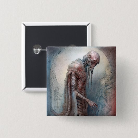 Alien Creature Science Fotion Vierkante Button 5,1 Cm (Voorkant /achterkant)
