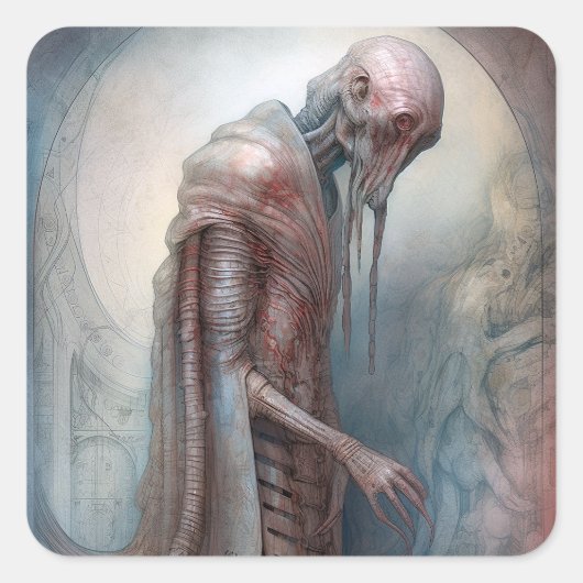 Alien Creature Science Fotion Vierkante Sticker (Voorkant)